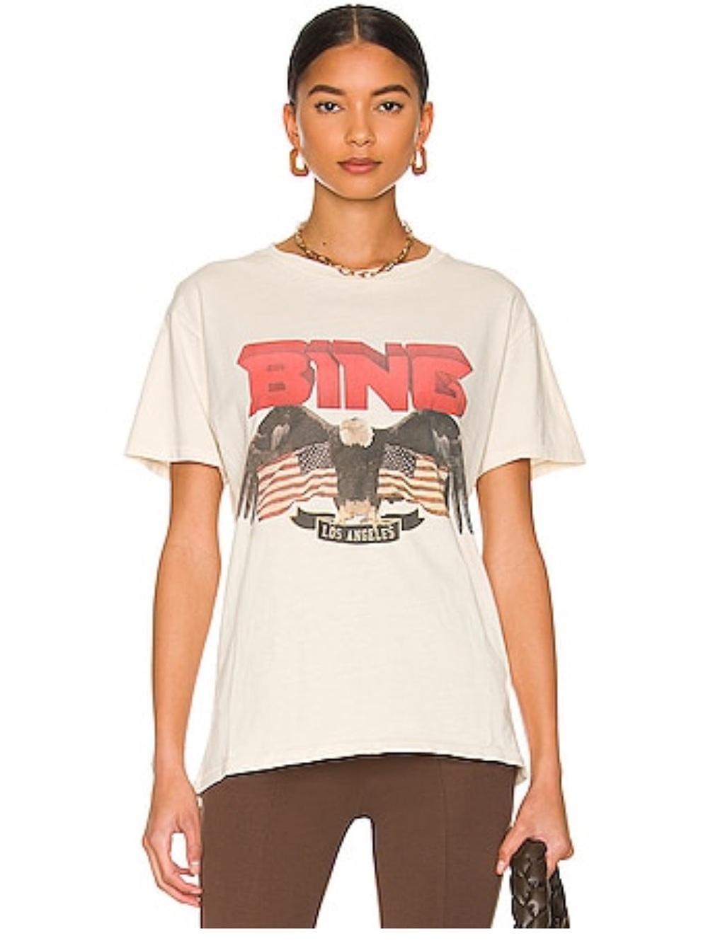 Anine Bing Vintage Bing Tee Eagle Graphic in White, L